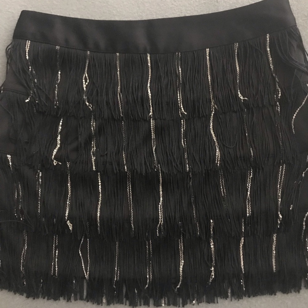 Black and silver mini skirt